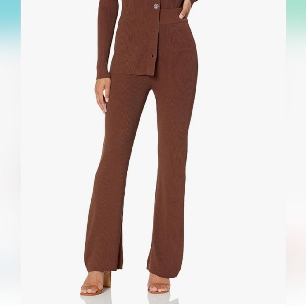 The Drop Ellison Chocolate Rib Flare Leg Sweater Pant Size Large NWT
